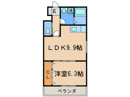 キミエ学研台レジデンス(1LDK/2階)の間取り写真