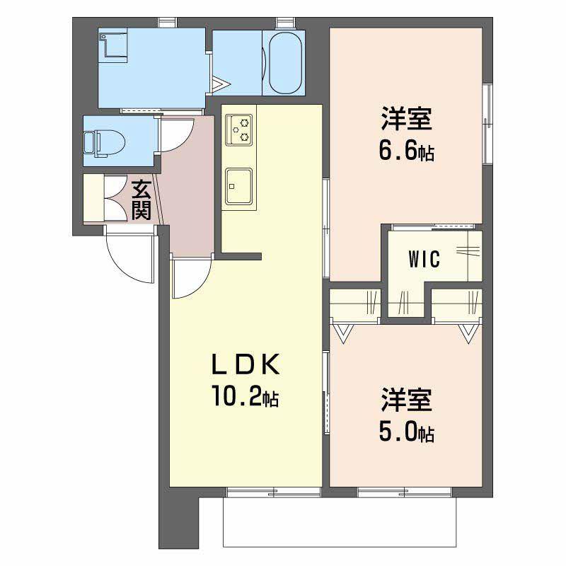 グランドハイツ富士A棟(2LDK/1階)の間取り写真