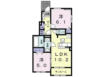 アルキメデス(2LDK/1階)の間取り写真