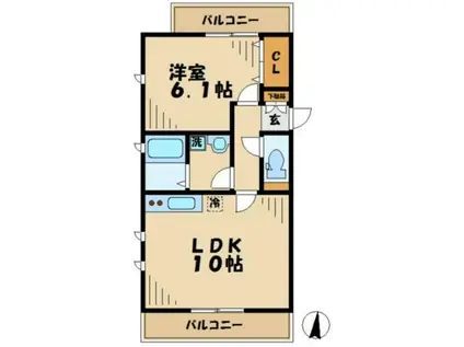 アヴェニュー唐木田(1LDK/2階)の間取り写真