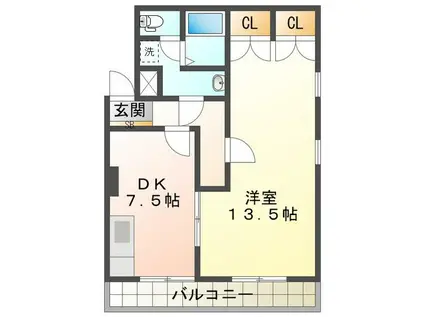 レジデンスときわ(1DK/4階)の間取り写真