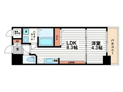 GRANDPLACE谷町(1LDK/3階)の間取り写真