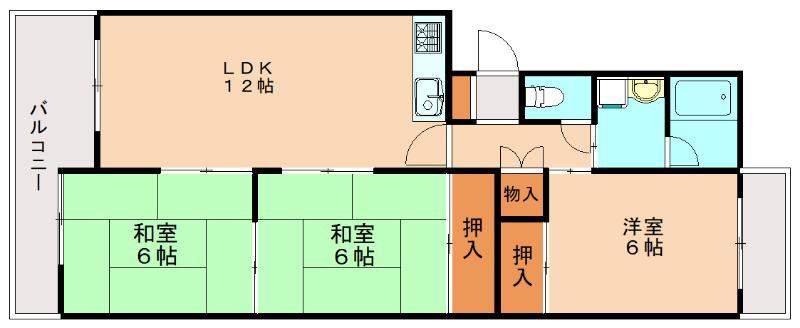 ハイム竹下(3LDK/1階)の間取り写真