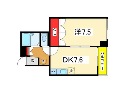 LILY-BEイタリア小路(1DK/4階)の間取り写真