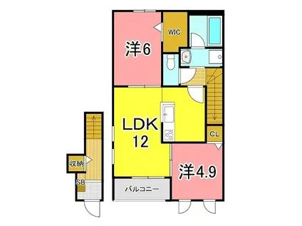 サニーコートII(2LDK/2階)の間取り写真