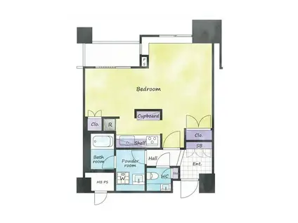 白金タワー テラス棟(ワンルーム/6階)の間取り写真