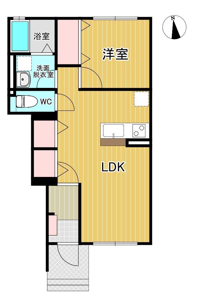 ROSE COURT(1LDK/1階)の間取り写真