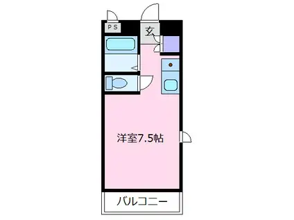 スプリングコート(1K/2階)の間取り写真