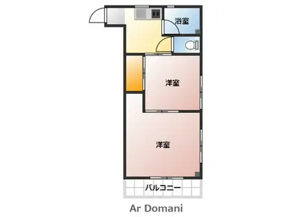ローズタウン曽根(2DK/1階)の間取り写真