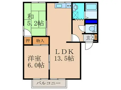 フレグランス葛原(2LDK/2階)の間取り写真