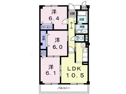 ラフォーレ春日(3LDK/4階)の間取り写真