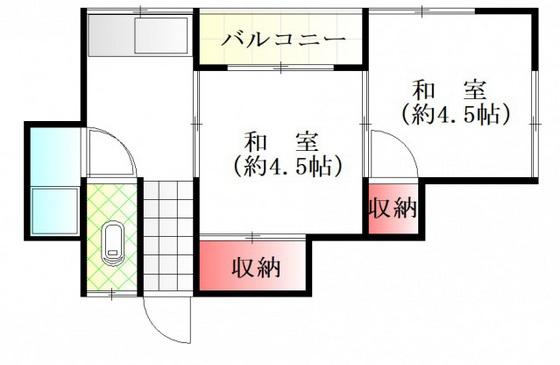 観山荘(2K/1階)の間取り写真