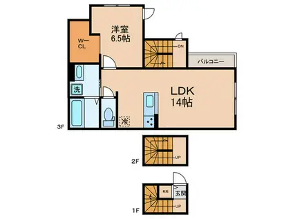 ベルリード桂(1LDK/3階)の間取り写真