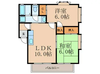 クレインヴィレッヂ(2LDK/1階)の間取り写真