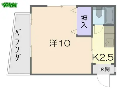 鹿鳴館ハイツ(1K/1階)の間取り写真