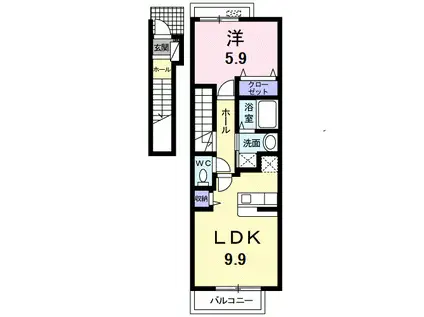 モンドミュール(1LDK/2階)の間取り写真