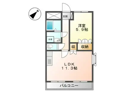 ミルフィオリII(1LDK/2階)の間取り写真