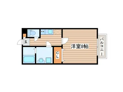 キャピタル大和町 B(1K/1階)の間取り写真
