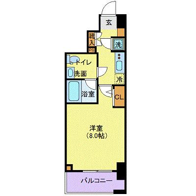 LEXE赤羽(1K/2階)の間取り写真