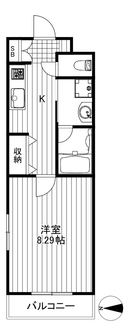 TH若林(1K/4階)の間取り写真