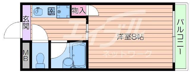 エムハイツ(1K/2階)の間取り写真