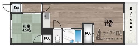 ミドービル(1LDK/6階)の間取り写真