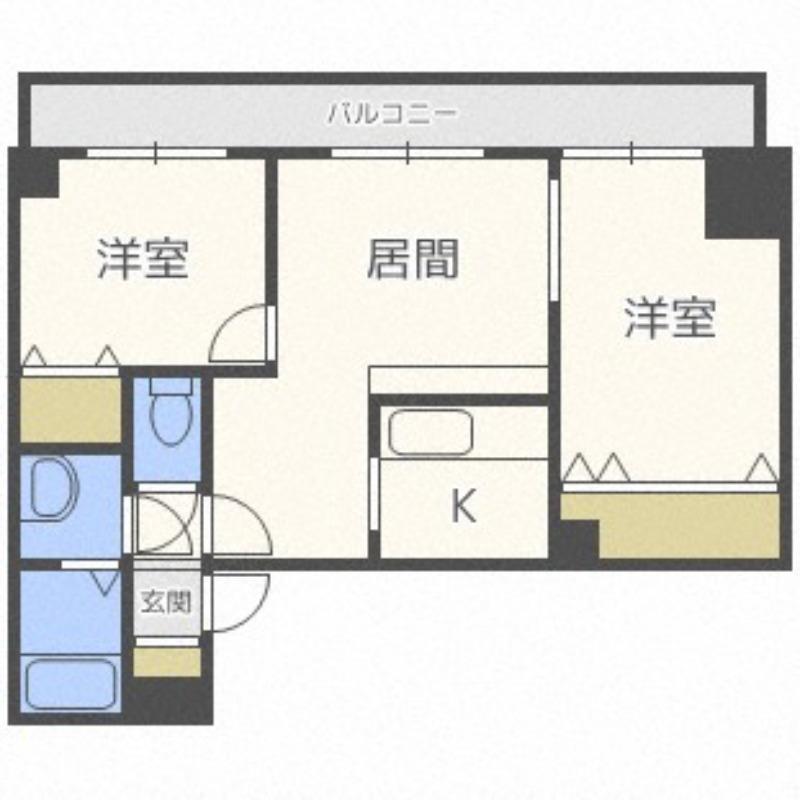 エステラ旭ヶ丘(2LDK/6階)の間取り写真