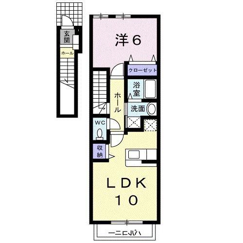 アンフォレット B(1LDK/2階)の間取り写真