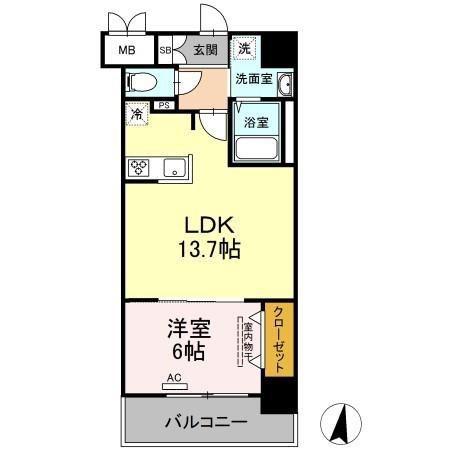 シズカビルディング白銀(1LDK/2階)の間取り写真