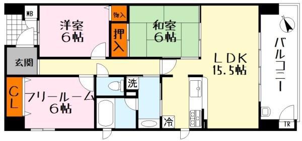 リーヴス堅田駅前(3LDK/8階)の間取り写真