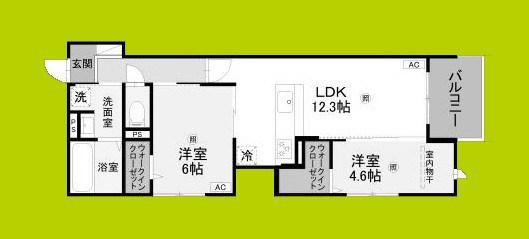 PORTO SERENO(2LDK/3階)の間取り写真