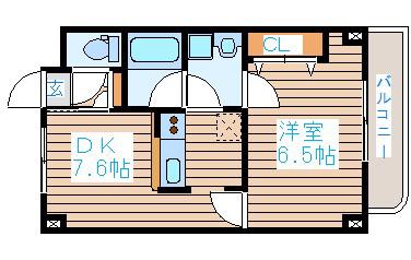 WISH BONE HILLS(1DK/4階)の間取り写真