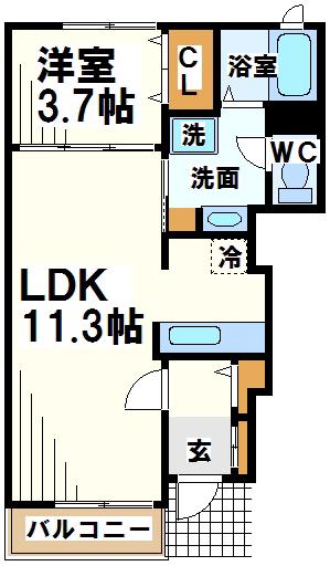 グランデ ニケ II(1LDK/1階)の間取り写真