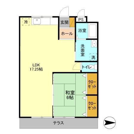 ハマノハイツ(1LDK/1階)の間取り写真