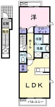 リヴィエール(1LDK/2階)の間取り写真