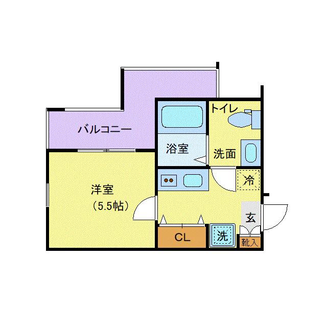 ラフィーネ西横浜(1K/2階)の間取り写真