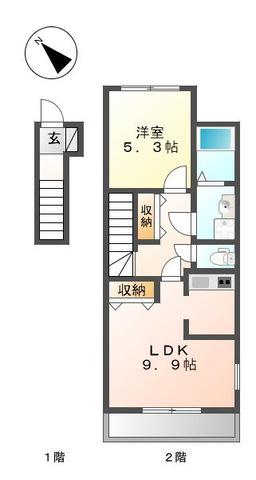 ア・グランシャリオ(1LDK/2階)の間取り写真