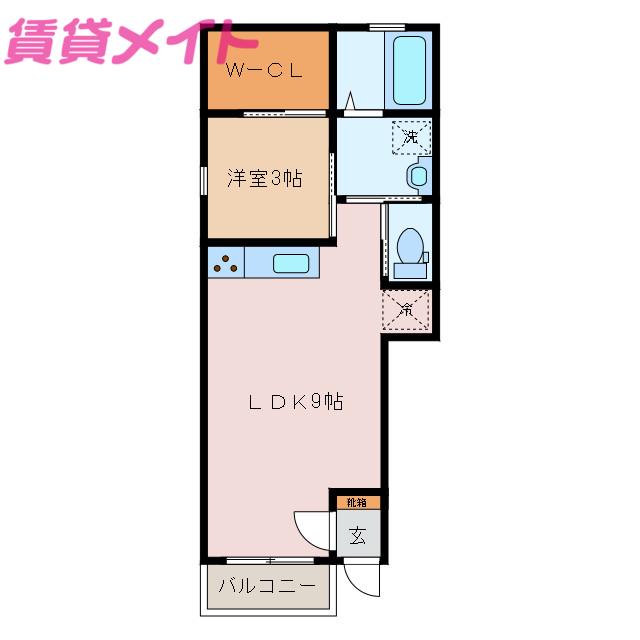 ブランシュ富田(1LDK/1階)の間取り写真