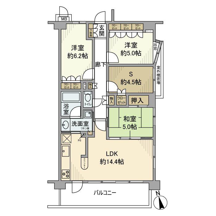 サンクレイドル日野(3SLDK/2階)の間取り写真