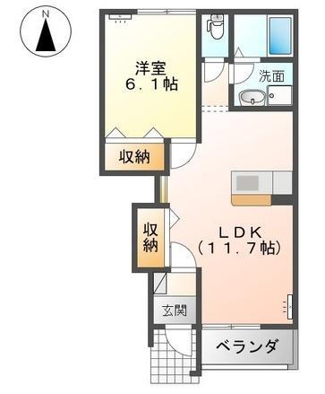 メゾン サン・ライズ(1LDK/1階)の間取り写真