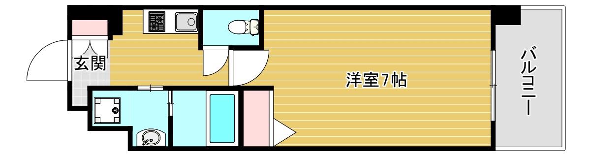 リヴィアス難波エアリー(1K/7階)の間取り写真