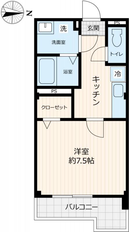アルフリーベ(1K/2階)の間取り写真