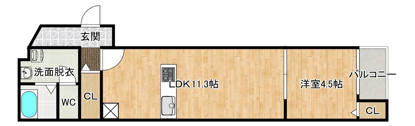 下伊福アパート(1LDK/3階)の間取り写真