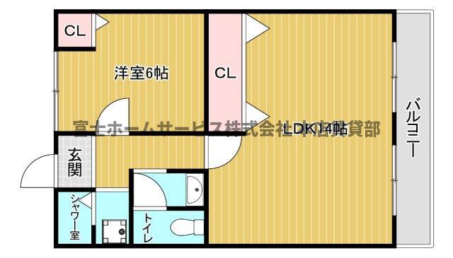 パークハイムゆたか(1LDK/7階)の間取り写真