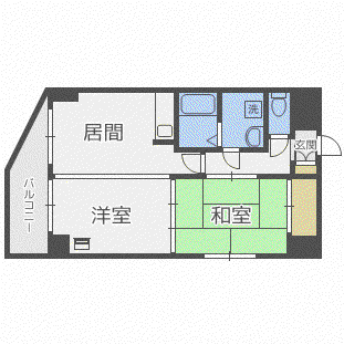 ノール月寒中央通(2DK/11階)の間取り写真