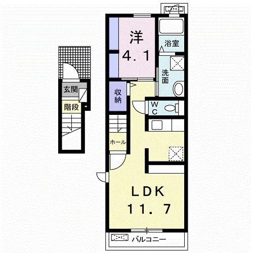 サンフラワーII(1LDK/2階)の間取り写真
