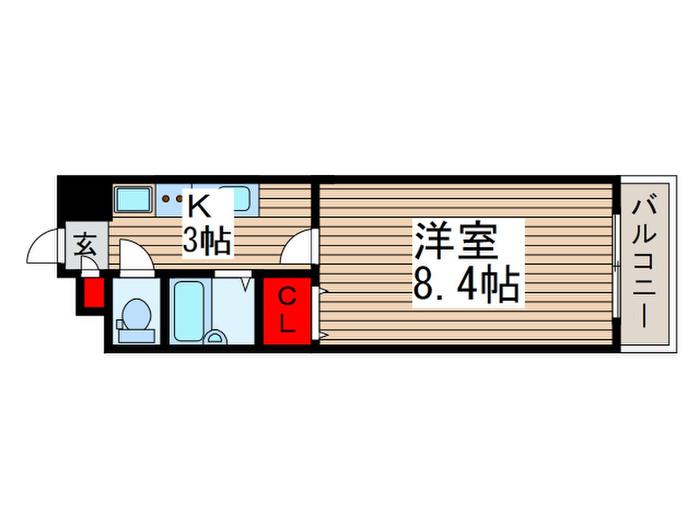 リバーサイドハイツ7号館(1K/3階)の間取り写真
