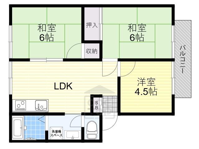 谷川ハイツ(3LDK/1階)の間取り写真