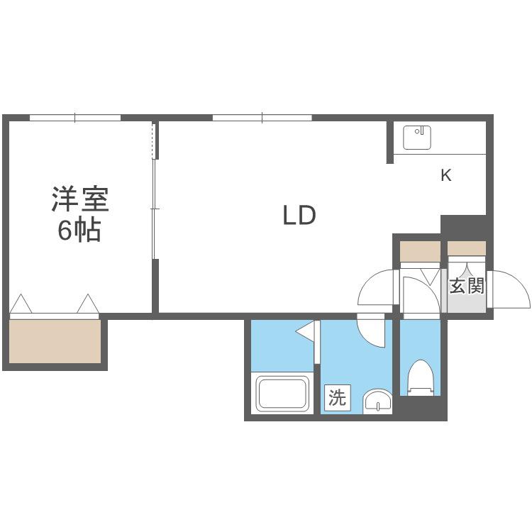 ノーブル円山(1LDK/2階)の間取り写真