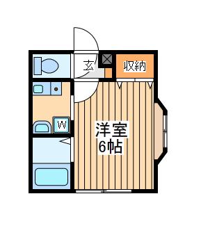 ロッシェル富士見Ⅱー1号棟(1K/2階)の間取り写真